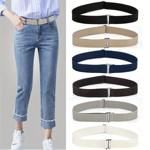 Adjustable Elastic Invisible Belt Simple Solid Color No Show Belt Traceless No Buckle Belt For Jeans Pants Unisex