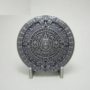 Western Zinc alloy Leather Belt Buckle Aztec Solar Calendar Stone Shape Pattern US Local Shipping