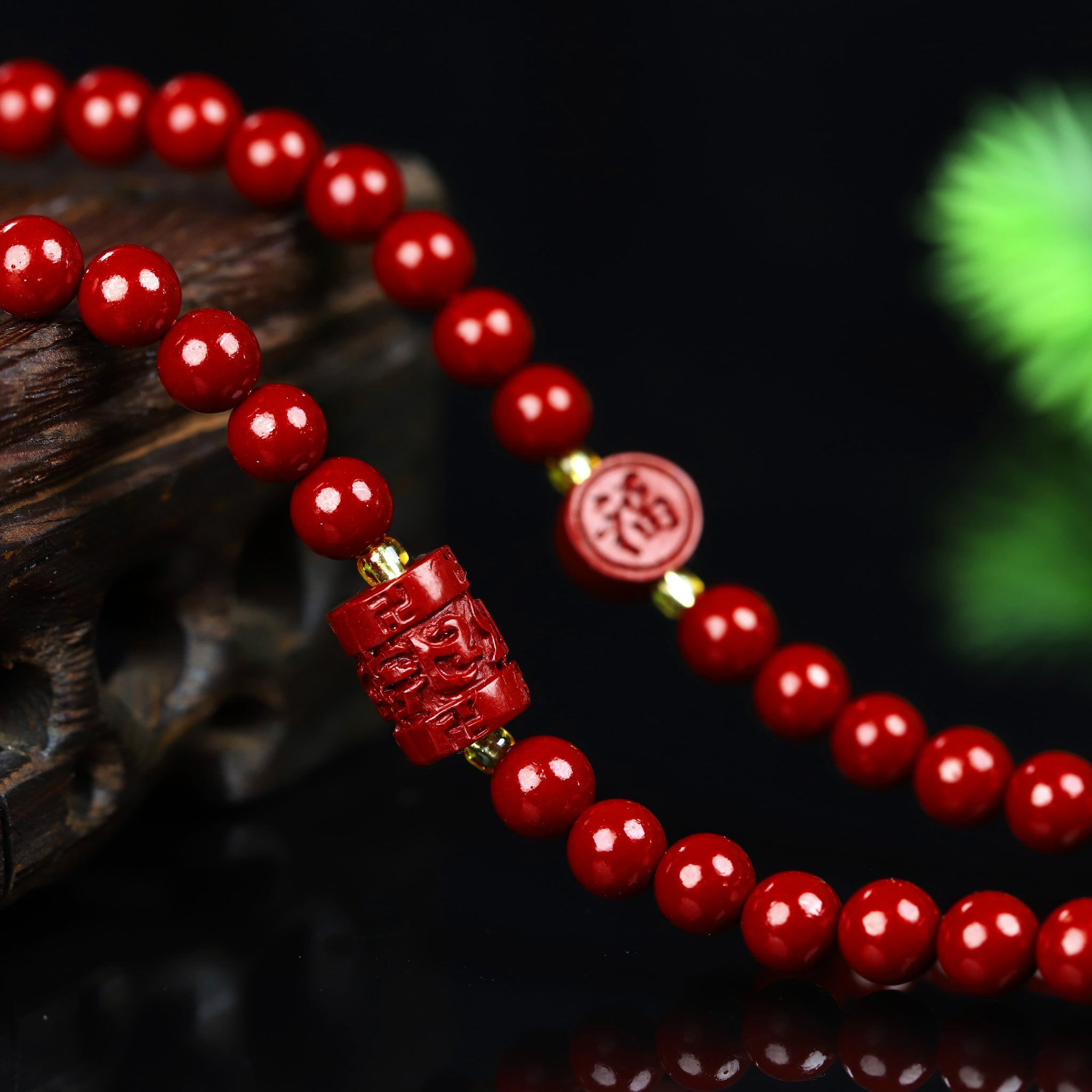 Natural Cinnabar Bracelet Buddhist Beads Bracelet Necklace Dual-purpose Raw Ore Cinnabar Multi-circle Bead Bracelet