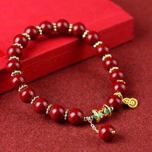 1pc Cinnabar Bracelet, Auspicious Gourd Pendant Bracelet, Best Gift For Men And Women, Ideal Choice For Gift