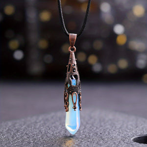 Enhance Your Style With Natural Crystal Stone Necklace Gem Pendant - Energy Therapy And Divination Pendant For Women And Girls (Bronze)