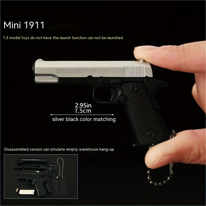 1911 Mini Pistol Toy Model Pendant, Removable Assembly Parts, Ultra-High Assembly Model [Handmade Alloy Process] One To One Restoration Of T