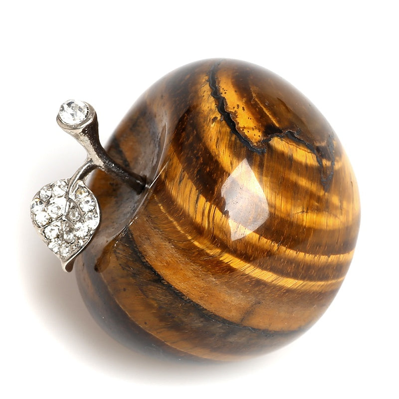 Tiger Eye Crystal Apple Figurine Paperweight Craft Decoration AVG.1.77inches