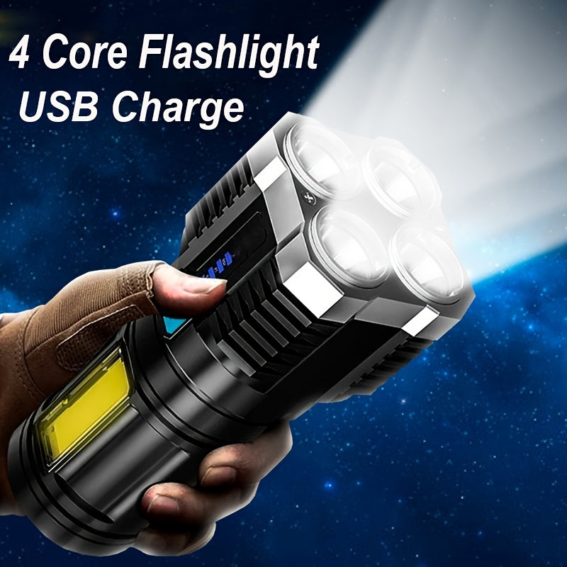 4-Mode LED Flashlight: Brighten Your Outdoor Emergency With Multi-Functional Brightness Adjustment!