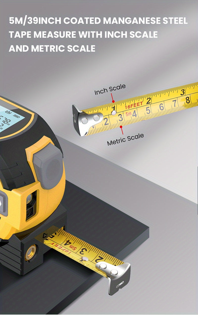 1pc Laser Tape Measure 3 In 1 Digital Tape Measure High Precision  Laser Rangefinder Steel Tape Measure