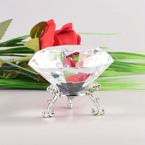 1pc White Crystal Diamond Ornament, Clear Diamond Shaped Crystal Jewel Paperweight, For Company Party Souvenir Home Wedding DIY Ornaments Cr