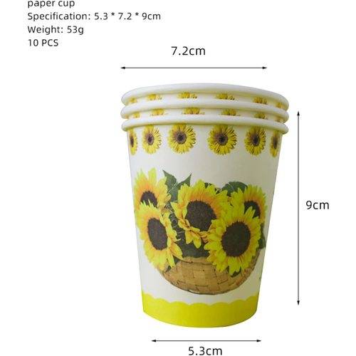 70PCS Set US Local Shipping Sunflower Birthday Party Supplies Disposable Paper Plates Dinnerware