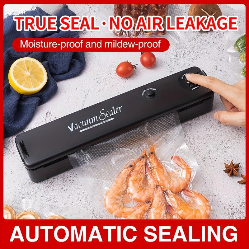 11pcs/set 60pcs Fully Automatic Vacuum Sealer with 10 Textured Bags - One Button Operation for Food Air Sealing System - Preserve Freshness