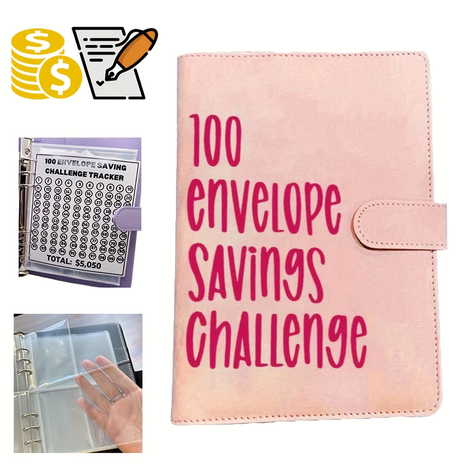 Achieve Your Financial Goals: Fun $5,050 Envelope Challenge Savings Binder with 26-Page Cash Tracker