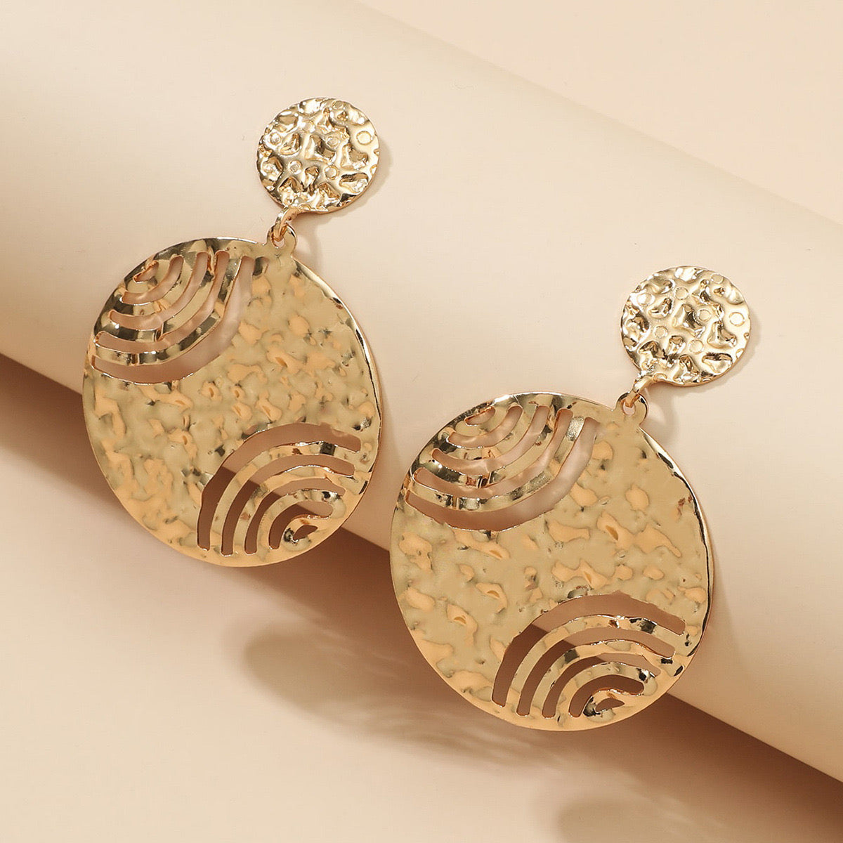 Golden Color Funky Style Hoop Shaped Earrings for Women Popular Model