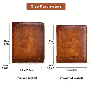 1pc Genuine Leather Rfid Blocking Wallets For Men, Retro Thin Short Multi-functional ID Credit Card Holder, Gifts To Men On Valentine's Day