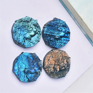 Beautiful Natural Labradorite Carving Wing Ornments Healing Crystal Skull Collectible Figurines Reiki Decor