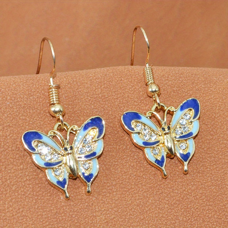 1 Pair Of Earrings For Men And Women Blue Butterfly Pendant Earrings Casual Jewelry Casual Earrings Accessories Gift