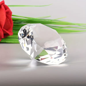 1pc White Crystal Diamond Ornament, Clear Diamond Shaped Crystal Jewel Paperweight, For Company Party Souvenir Home Wedding DIY Ornaments Cr