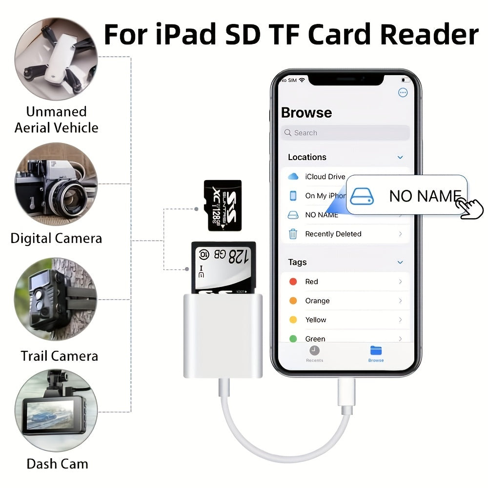 SD Card Camera Reader For IPhone IPad,Dual Card Slot Memory Card Reader  SD And TF Card Camera Viewer Sd Card Adapter Portable Micro Sd Card