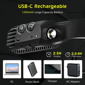 2/5pcs Led Sensor Headlamps, USB Rechargeable 18650 Built-in Battery Powerful Headlight For Outdoor Camping Fishing