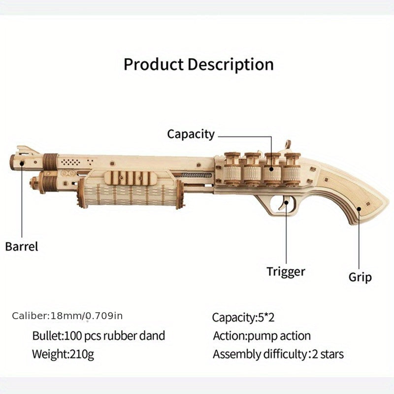 Automatic Rifle AK-47 Toy 3D Wooden Assembly Gun Double Firing Modes Funny DIY Toys For Adults Justice Guar