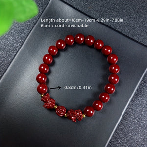 1pc Boutique Cinnabar Bracelet Double Pixiu Bracelet With Exorcism And Good Luck