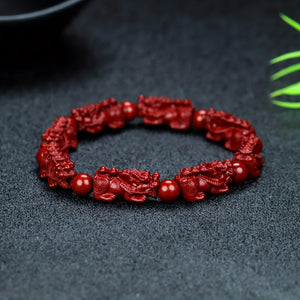 Natural Cinnabar Bracelet Pixiu Bracelet Ethnic Bracelet Good Luck Bracelet