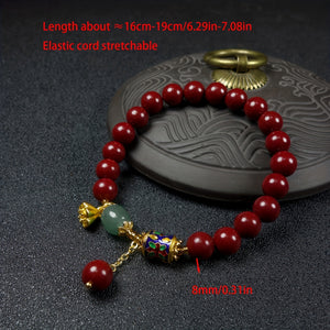 1pc Natural Raw Ore Cinnabar Trendy Pendant Bracelet Men Bracelet Lotus Root Pendant Bracelet