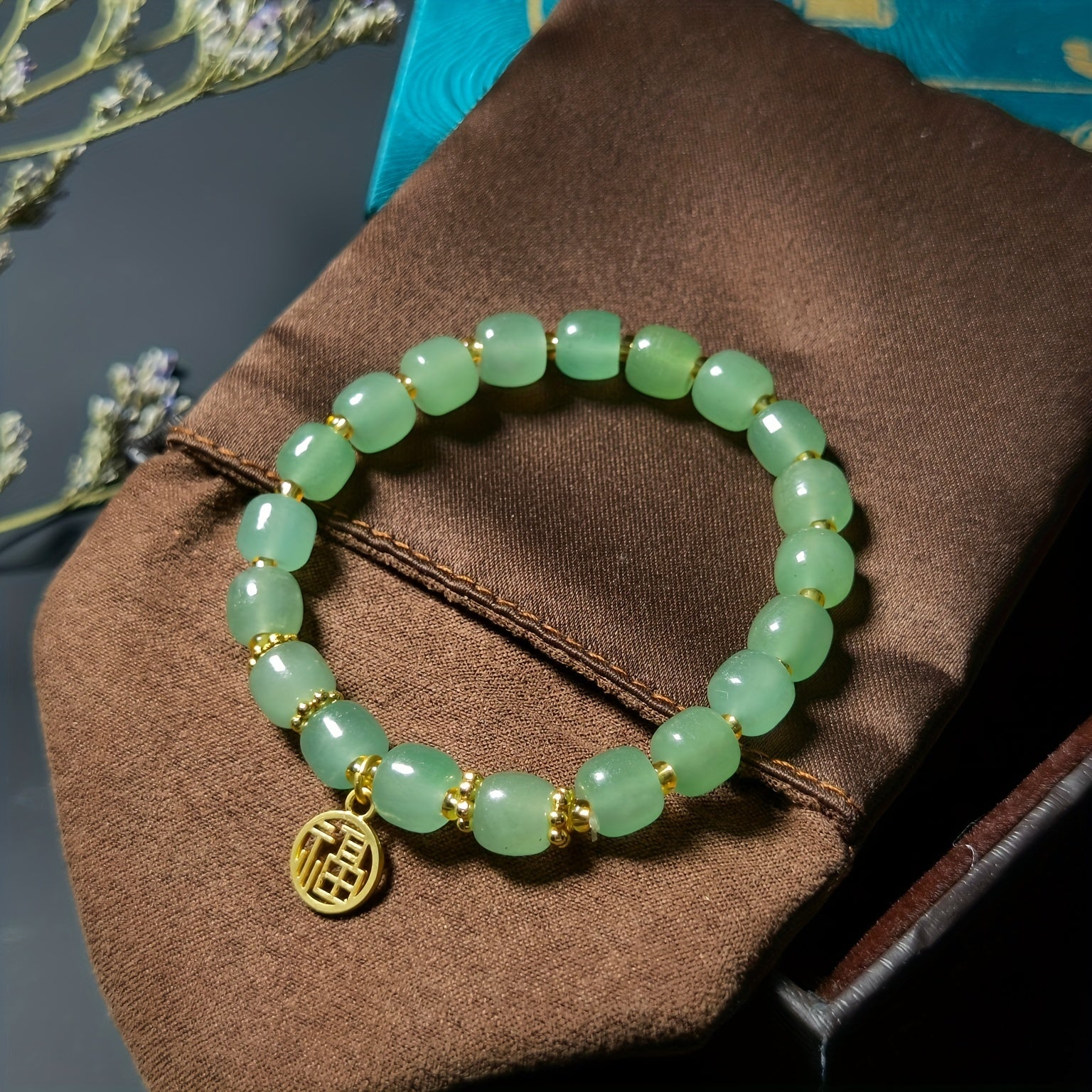 Trendy Classic Natural Jade Barrel Bead Bracelet For Men, Holiday Birthday Gift For Boyfriends / Girlfriends