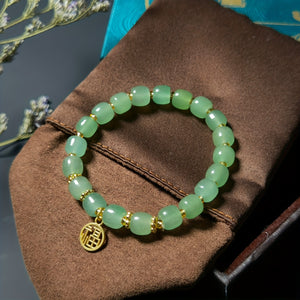 Trendy Classic Natural Jade Barrel Bead Bracelet For Men, Holiday Birthday Gift For Boyfriends / Girlfriends