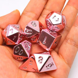 7-Piece Plated Pink For DND Dice Set Polyhedral Tabletop Game Dice Role-Playing RPG Dice