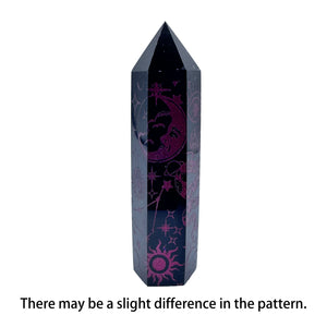 Black Obsidian Seven Main Chakras Symbolic Crystal Tower Healing Crystal The Seven Chakras Wand For Spiritual Use Hexagonal Point Reiki Chakra Gemsone Home Office Decoration