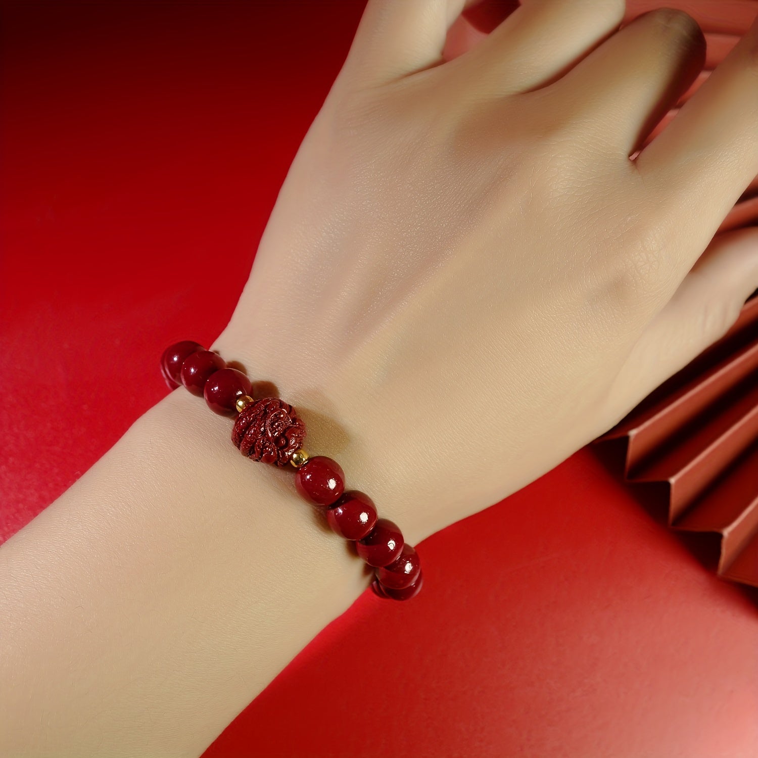 1pc Cinnabar Bracelet, Dragon Year Spring Festival Jewelry For Men And Women, Couple Best Gift