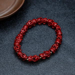 Natural Cinnabar Bracelet Swallowing  Monster Bracelet National Wind Bracelet Men And Women Bracelet