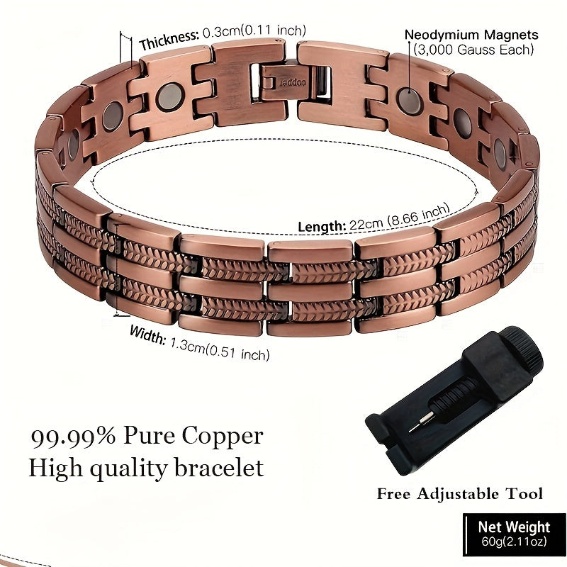 1PC Mens Copper Bracelet For Men Bracelet, For Adjustable Bracelets Cuff Bangle For Dad Father's Day Chrismas Gift