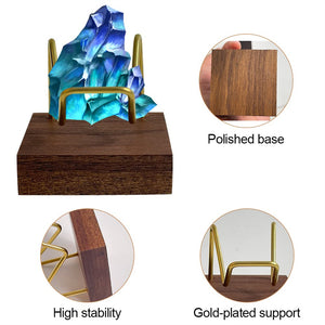 A.B Crew Adjustable Brass Crystal Display Stand with Wooden Base Rock Display Holder Mineral Display Easel Metal Display Frame for Geodes Fossils Stones Spheres Agate