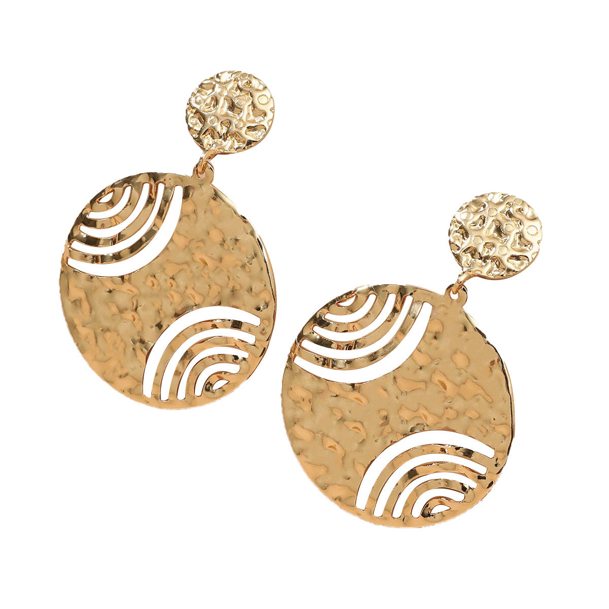 Golden Color Funky Style Hoop Shaped Earrings for Women Popular Model