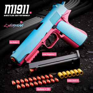 M1911 New Style Toy Gun Soft Clip Pistol [Upgradeable Continuous Shot] Short Bit Suspension Mode Clip And Pull Back Action, Toy Foam Blaster