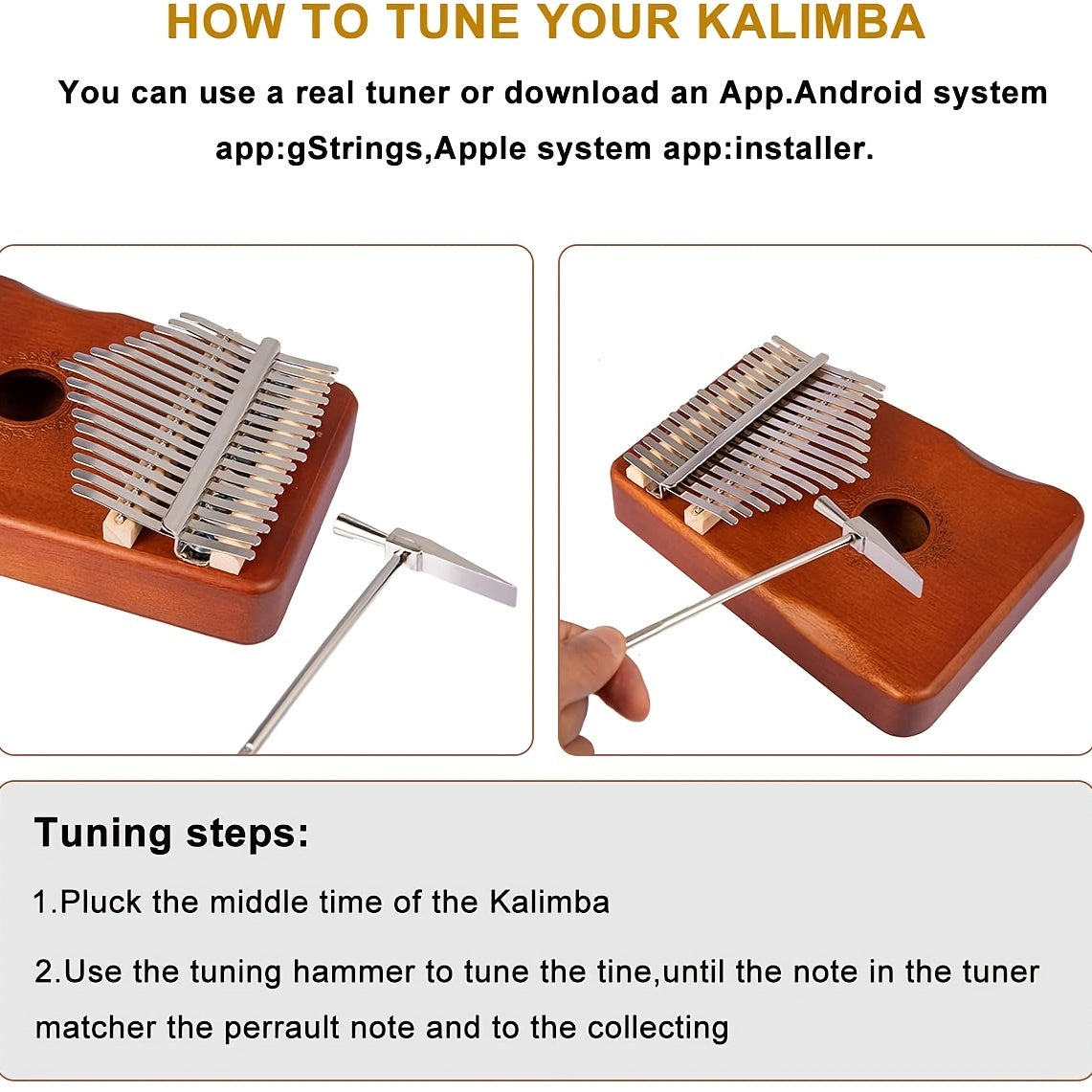 17 Keys Kalimba Thumb Piano, Ergonomic Portable Finger Piano, Retro Style Mbira Finger Piano With Study Instruction And Tune Hammer, Music G