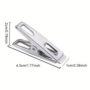 20pcs Stainless Steel Clothespins, Binder Clips, Heavy Duty Clothes Pins, Metal Clip Set, Metal Clothes Clips For Clothes Sock Food Sealing