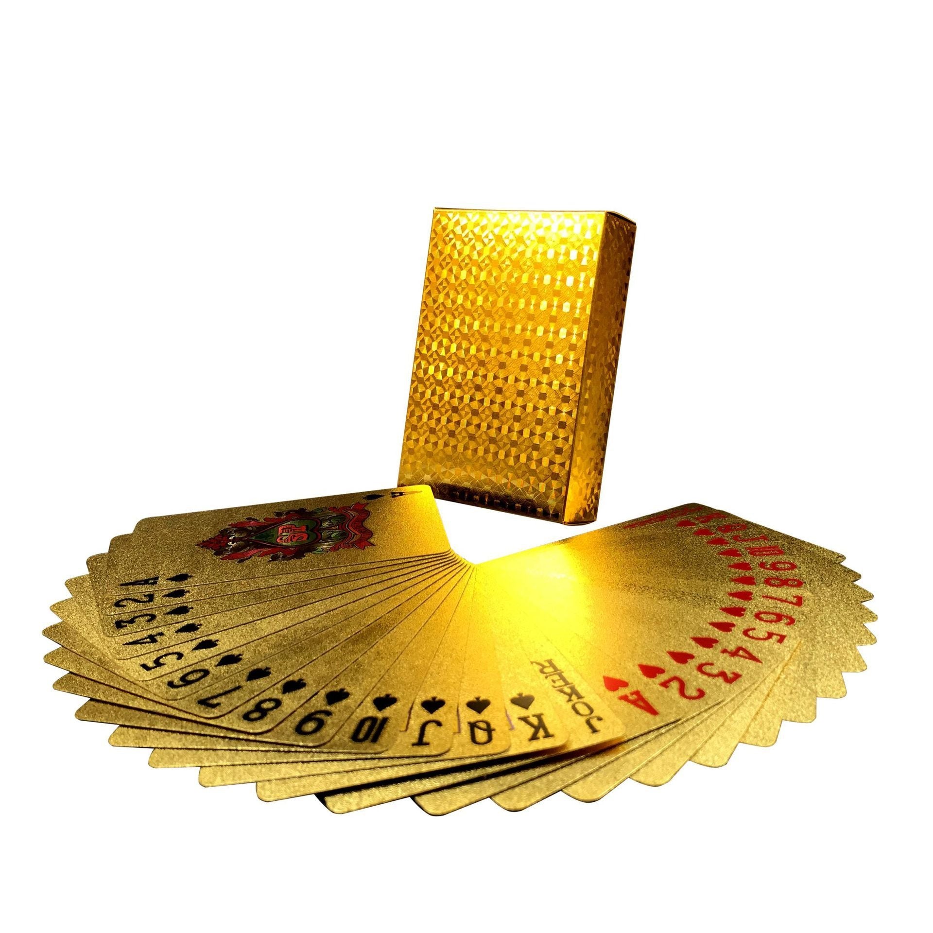 1set Waterproof 24k Golden Playing Cards - Plastic Poker Deck with Foil Finish - Perfect for Magic Tricks, Gambling, and Collectors