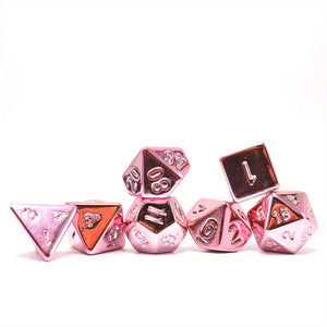 7-Piece Plated Pink For DND Dice Set Polyhedral Tabletop Game Dice Role-Playing RPG Dice