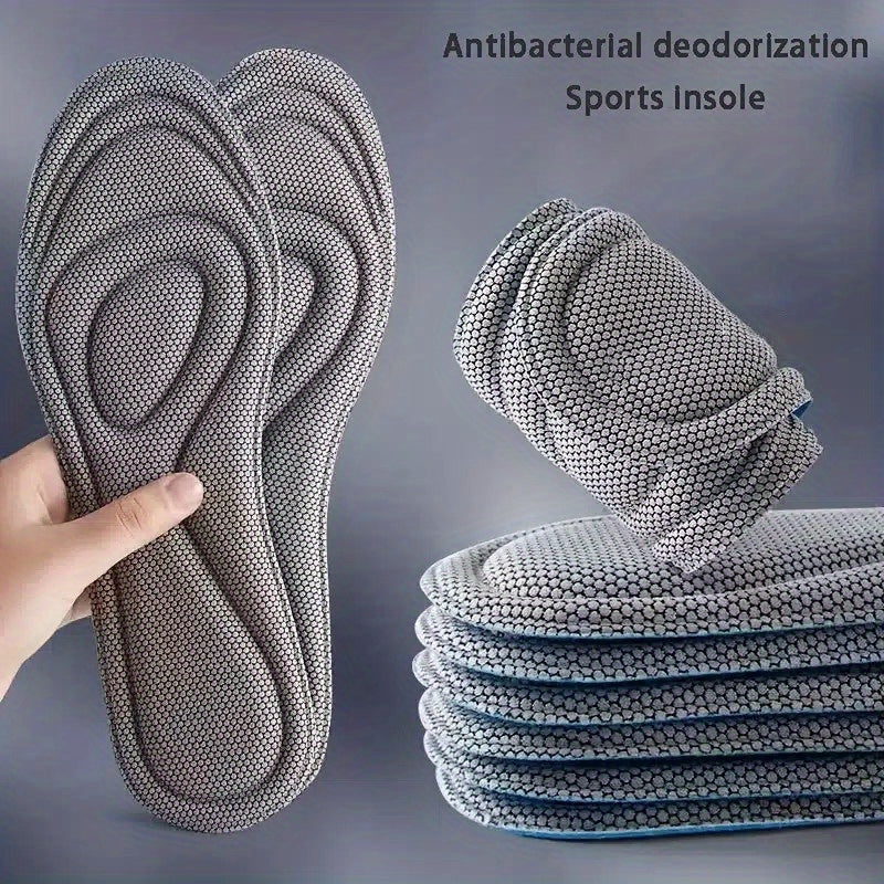 1pair 5D Memory Foam Orthopedic Insole, Men's Shoes Women's Nano Antibacterial Deodorant Insole Sweat Absorption Running Pad Massage Sports