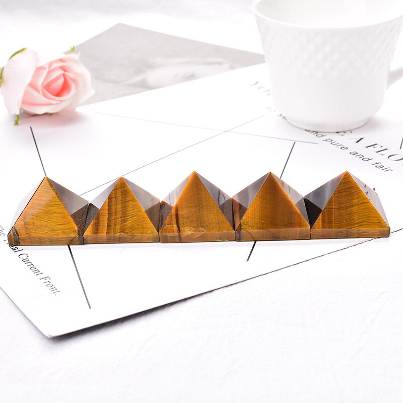 Natural Tigers Eye Pyramid Gemstone Reiki Chakra Crystal Point Healing Stone Handmade Polished Ornaments Ore Mineral Tower