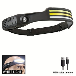 2/5pcs Led Sensor Headlamps, USB Rechargeable 18650 Built-in Battery Powerful Headlight For Outdoor Camping Fishing