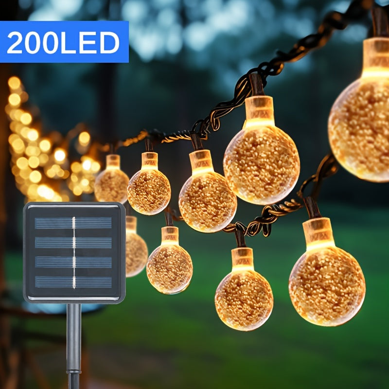 1pack 20/100/200 LED Crystal Globe Solar String Lights, Solar Outdoor Lights, With 8 Lighting Modes, Halloween Decorations Lights Outdoor Fo