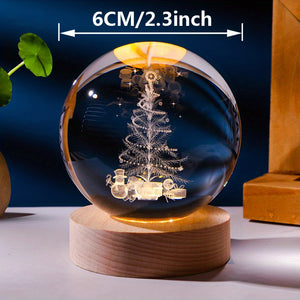 1pc Christmas Crystal Ball, Decoration Props Sparkling 3D Sculpture, Perfect Christmas Gift, Night Light And Table Decoration For Bedroom An