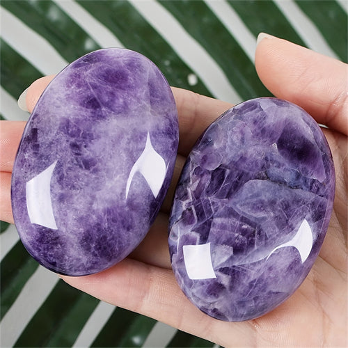 Natural Amethyst Therapeutic Crystal Gem Amethyst Decorative Energy Balance Therapy Polishing Stone Palm Stone Mediation Gift