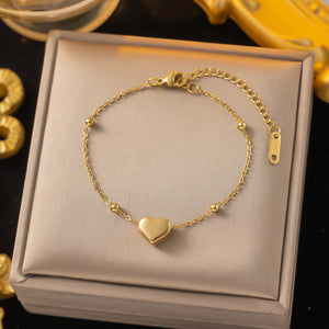 Golden Color Heart Shaped Necklace and Bracelet set for Women Gifts for Women