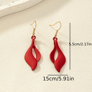 1 Pair, Dangle Hook Earrings, Fashionable Red Flame/Flower Petal Design, For Gift Ornament Accessory Decor Fashion Jewelry For Women Girls