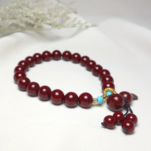 1pc Cinnabar Red Beaded Bracelet Gourd Pendant Good Luck Bracelet Attract Wealth Health Best Gift For Men And Women