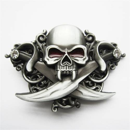 Western Men Zinc alloy Leather Belt Buckle Cross Pirate Skull Shape Pattern US Local Shipping