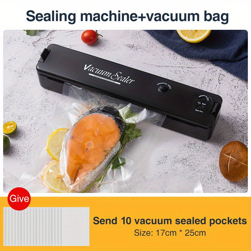 11pcs/set 60pcs Fully Automatic Vacuum Sealer with 10 Textured Bags - One Button Operation for Food Air Sealing System - Preserve Freshness