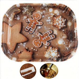 1pc, Christmas Rolling Tray, For Candy, Spices, And Tobacco, Large Metal Tobacco Rolling Tray, Cigarette Rolling Tray, Tobacco Wake Up Tray,